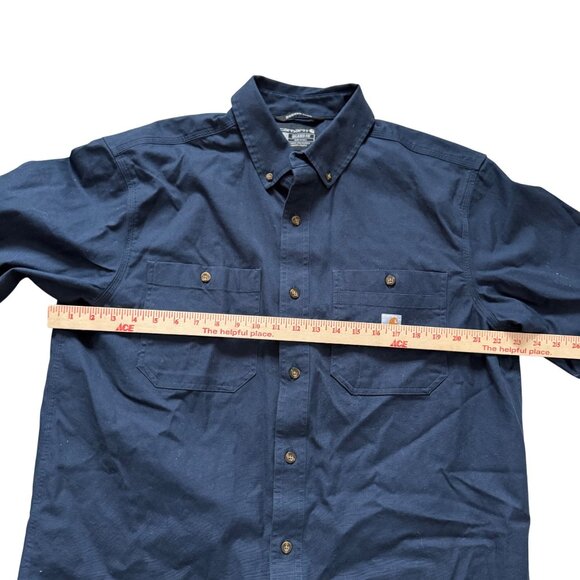 Carhartt Rugged Flex Relaxed Fit Navy Blue Long Sleeve Shirt Large - Picture 4 of 5